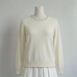 Banana Republic Cream Scalloped Sweater